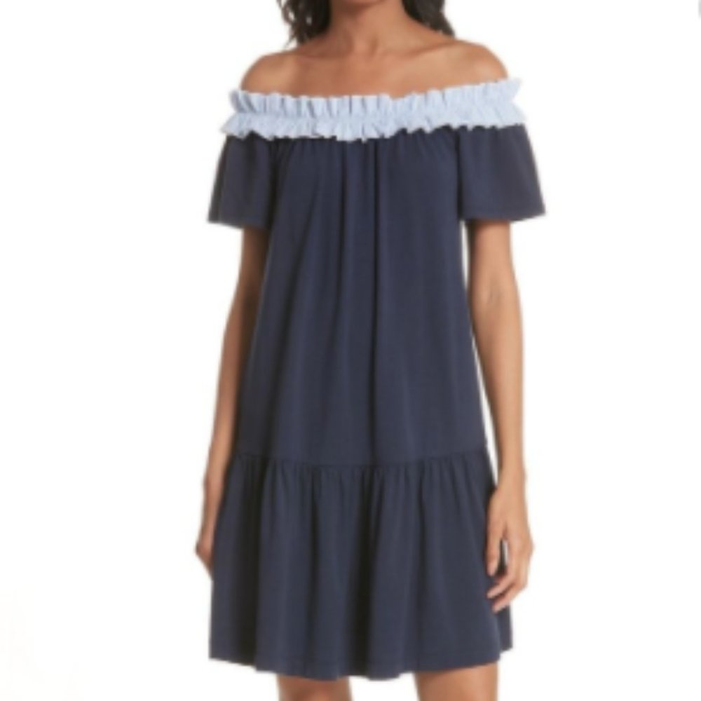 Kate Spade New York Navy Off the Shoulder Dress